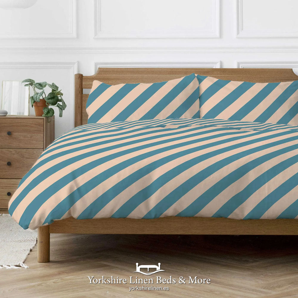 Diagonal Stripe Duvet Set, Teal & Peach - Duvet Covers & Sets - Yorkshire Linen Beds & More.jpg__PID:3b06e0fc-2b87-43b5-a7ee-b868ee8949a4