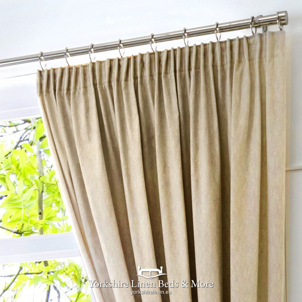 Dillon Blackout Pencil Pleat Curtains Natural - Yorkshire Linen Beds & More P03