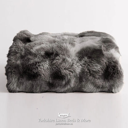 Duna Luxury Faux Fur Throw, Grey - Throws & Bedspreads - Yorkshire Linen Beds & More