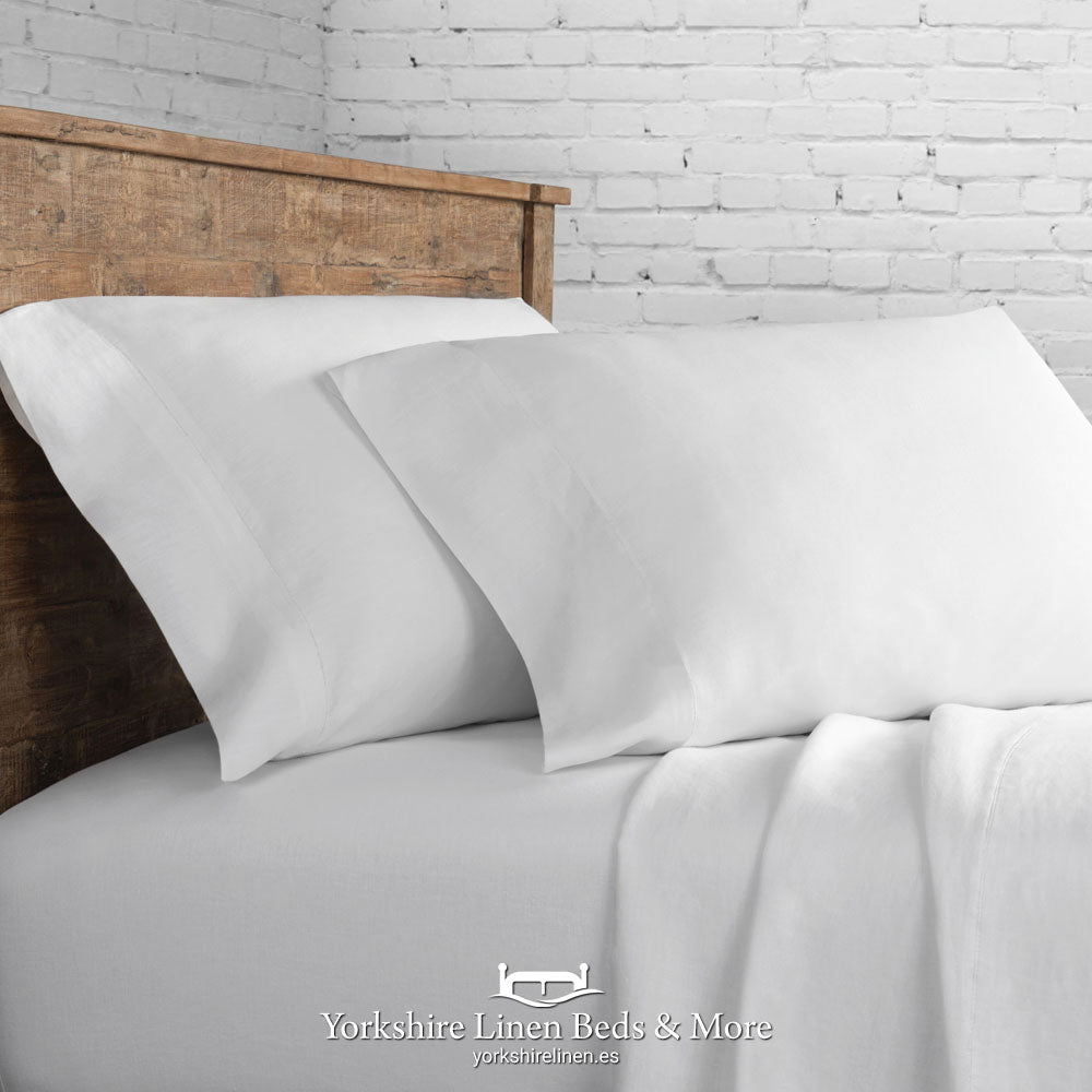 Egyptian 1000TC Cotton White Pillowcases Fitted Sheet Flat Sheets - Yorkshire Linen Beds & More