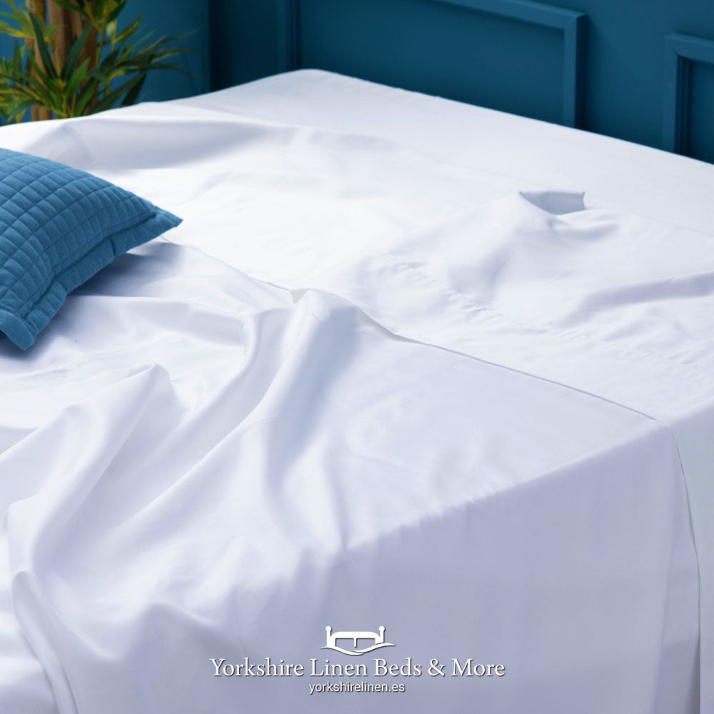 Egyptian Cotton 600 Thread Count Flat Sheet, White - Yorkshire Linen Beds & More, Mijas, Spain