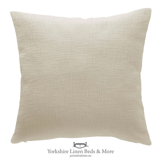 Elian Cotton Cushion, Beige - Cushions & Cushion Covers - Yorkshire Linen Beds & More