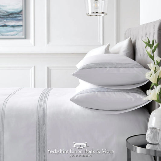 Embroidered Bands 200 Thread Count Cotton Duvet Set - Duvet Covers & Sets - Yorkshire Linen Beds & More
