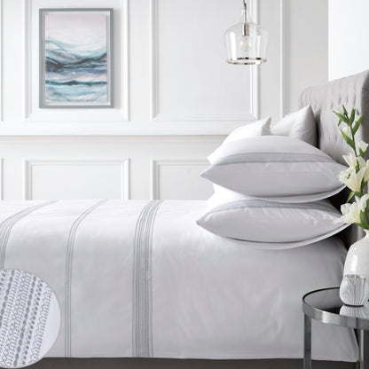 Embroidered Bands 200 Thread Count Cotton Duvet Set FLASH SALE