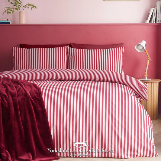 Epic Textured Stripe Duvet Set, Burgundy - Duvet Covers and Sets - Yorkshire Linen Beds & More, Mijas Costa, Spain