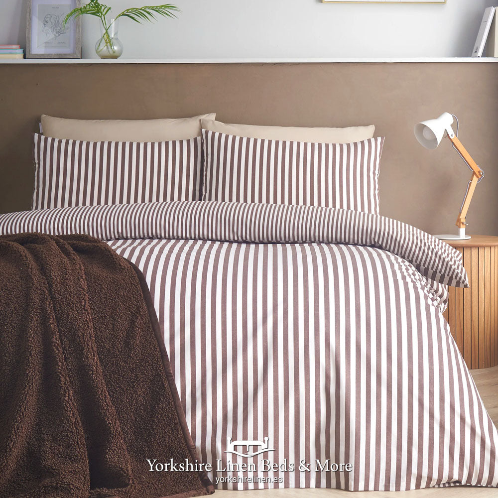 Epic Textured Stripe Duvet Set, Chocolate - Duvet Covers and Sets - Yorkshire Linen Beds & More, Mijas Costa, Spain