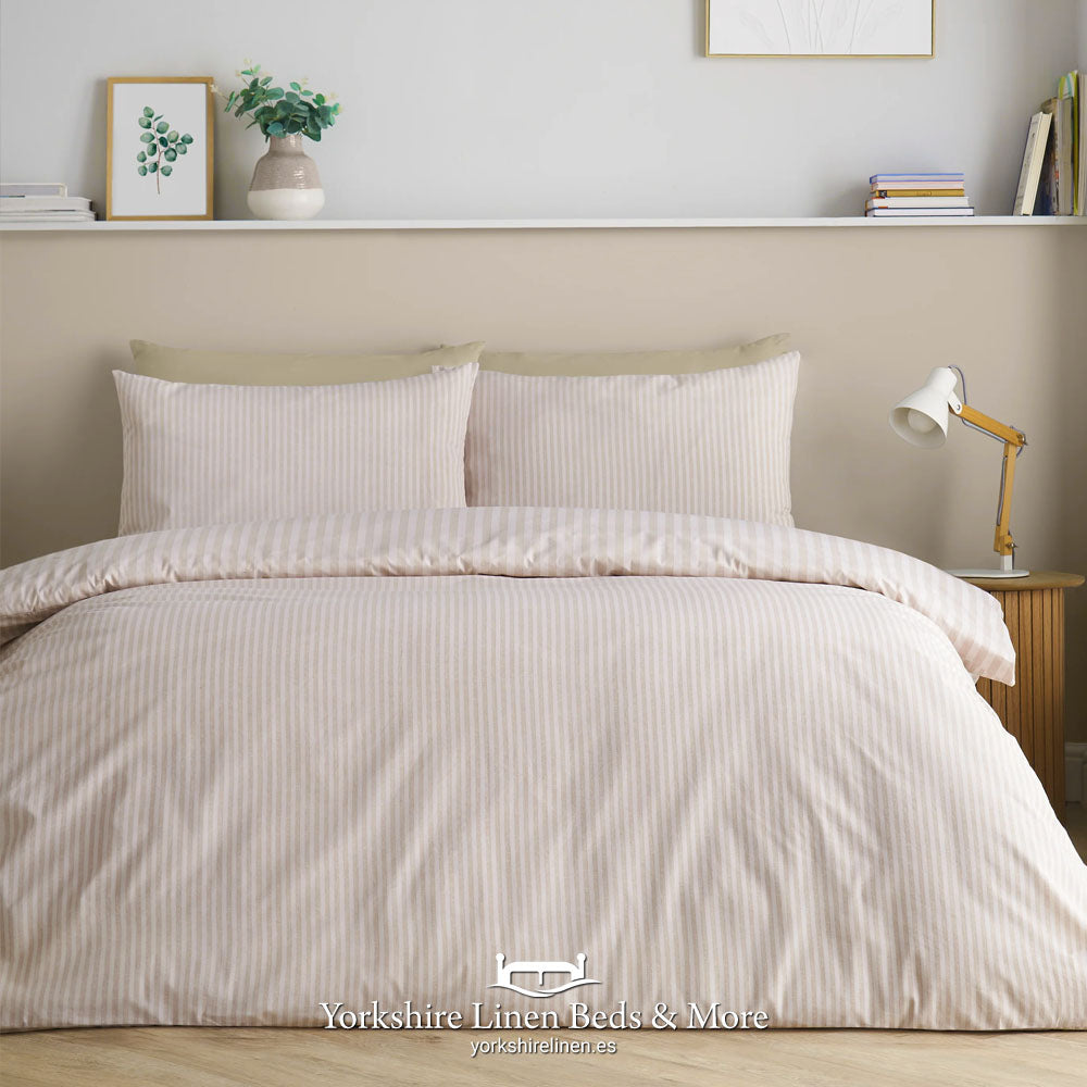 Epic Textured Stripe Duvet Set, Natural - Duvet Covers and Sets - Yorkshire Linen Beds & More, Mijas Costa, Spain