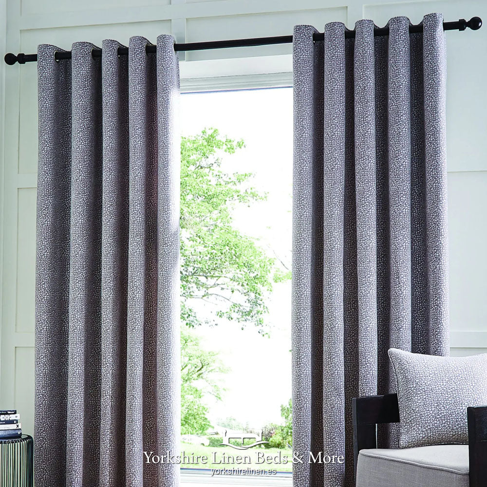 Eros Luxury Chenille Jacquard Eyelet Curtains, Champagne - Curtains and Voiles - Yorkshire Linen Beds & More