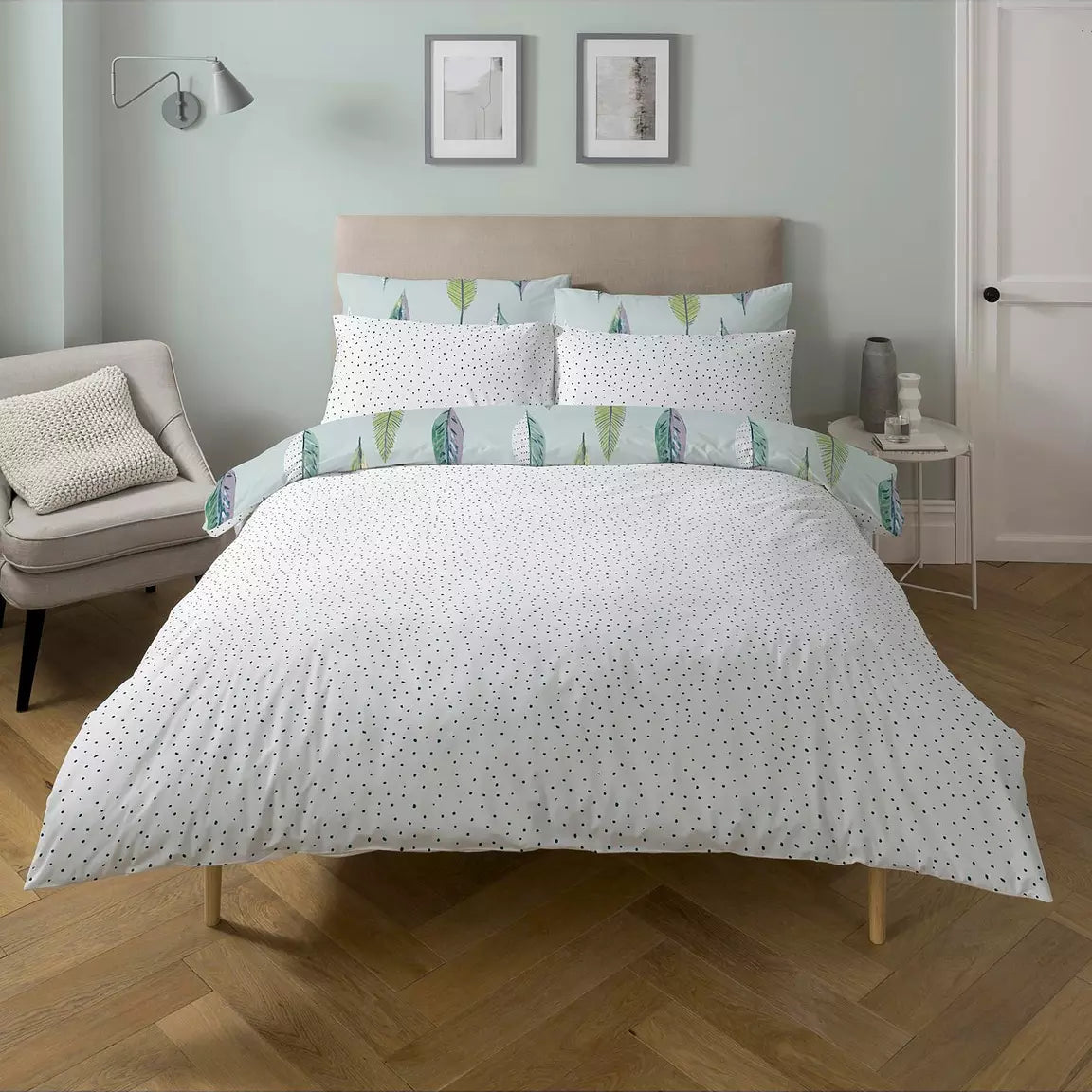 Skandi Leaf Duvet Set, Duck Egg SALE !