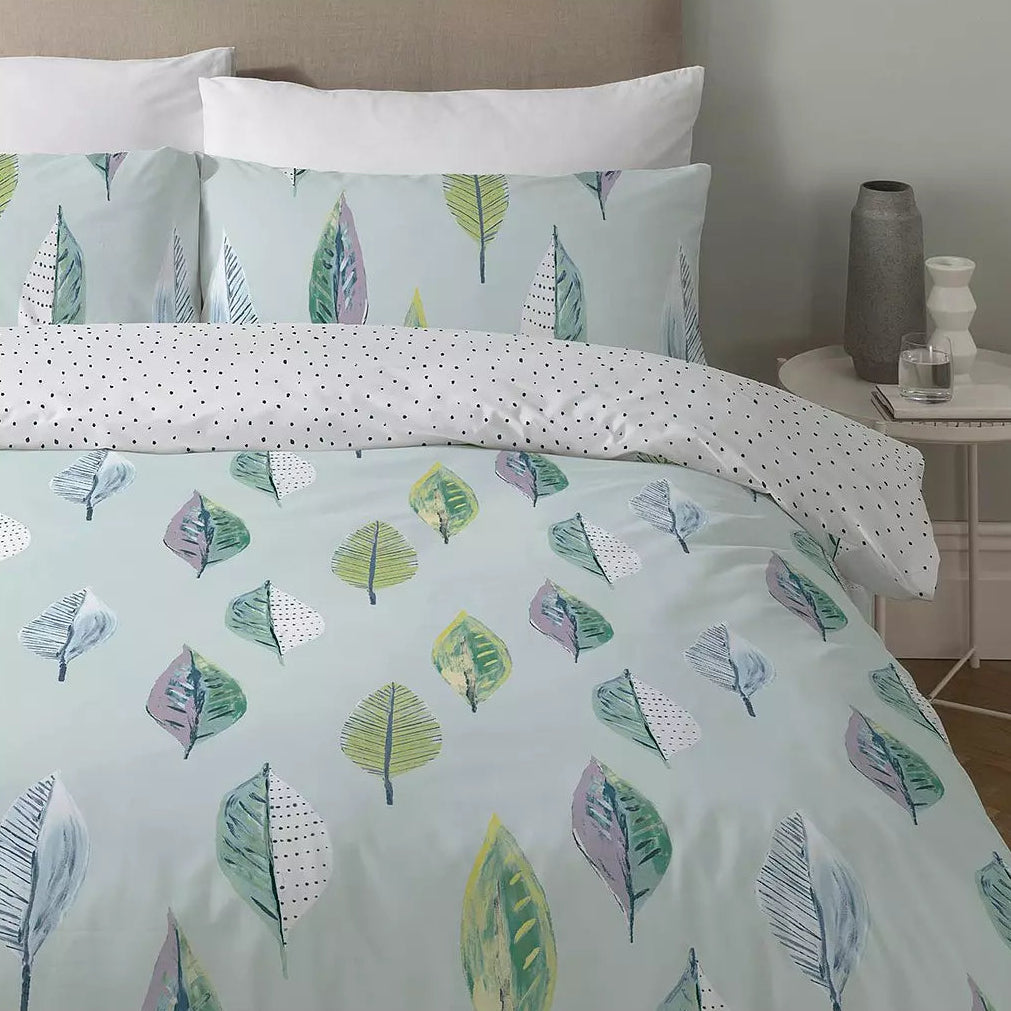 Skandi Leaf Duvet Set, Duck Egg SALE !