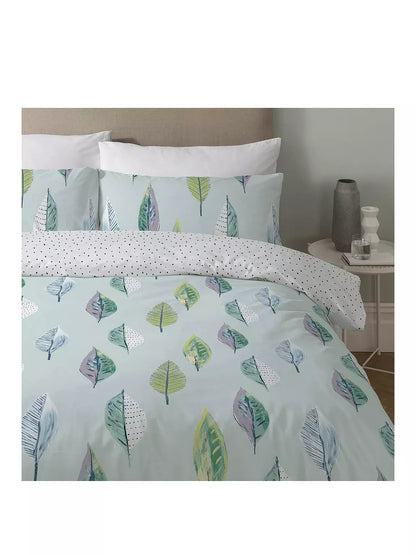 Skandi Leaf Duvet Set, Duck Egg