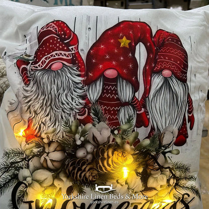 Festive LED Christmas Cushion Range, Gnomemas - Cushions & Cushion Covers - Yorkshire Linen Beds & More