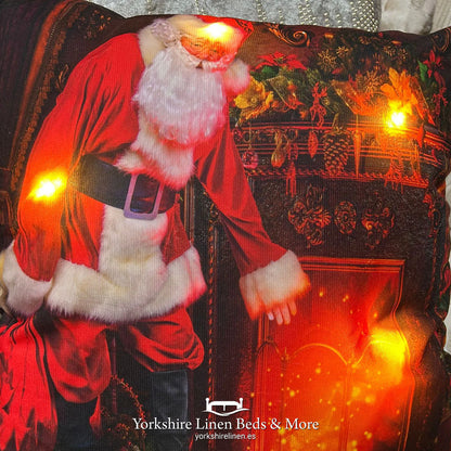 Festive LED Christmas Cushion Range, Santas Chimney - Cushions & Cushion Covers - Yorkshire Linen Beds & More