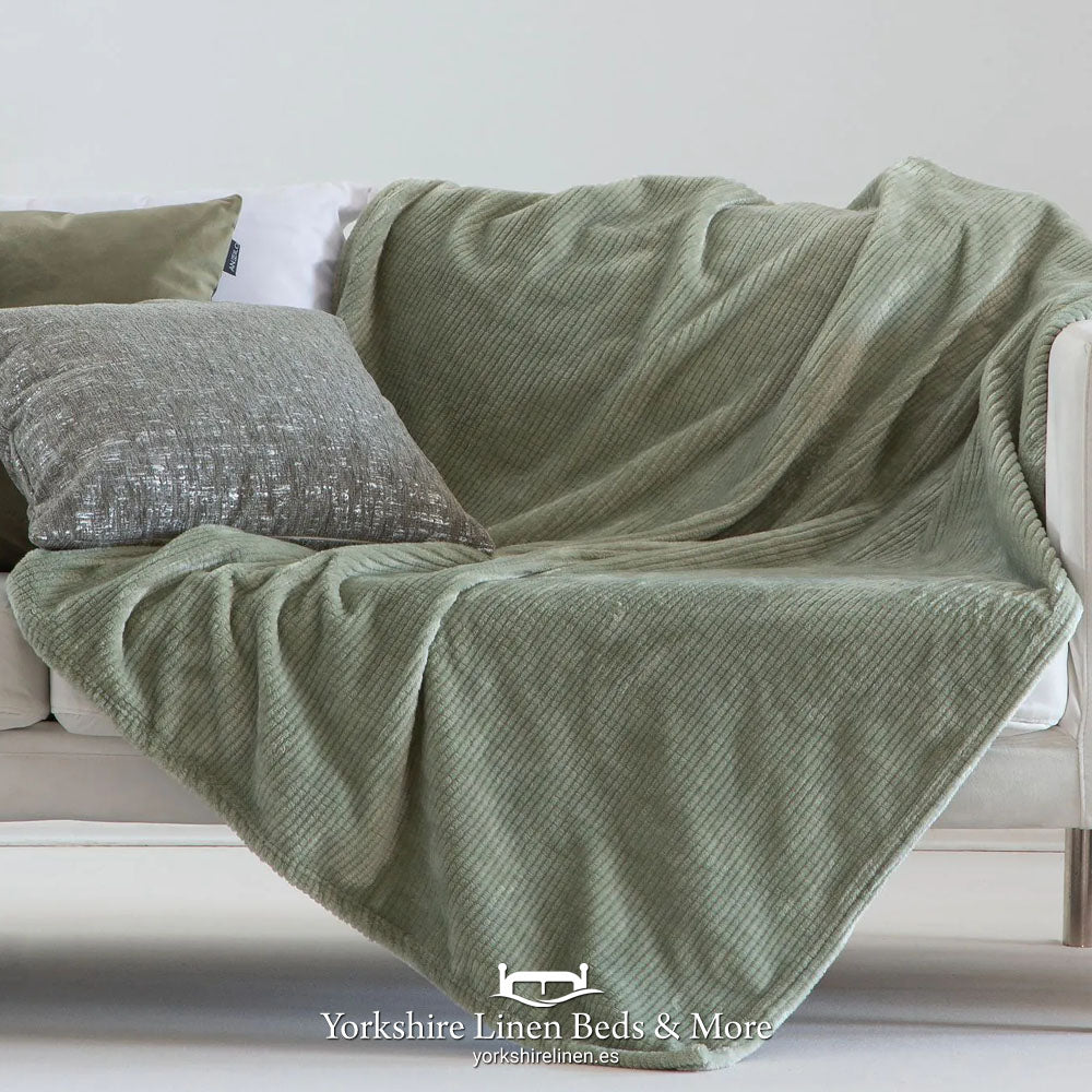 Finn Super Soft Throw, Green - Throws & Bedspreads - Yorkshire Linen Beds & More