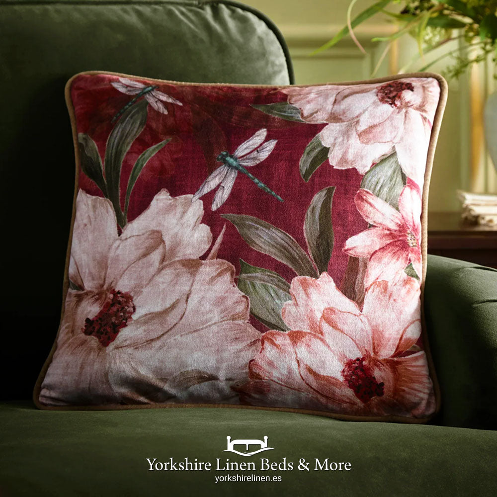 Fiorella Floral Cushion, Plum - Cushions & Cushion Covers - Yorkshire Linen Beds & More, Mijas Costa, Spain