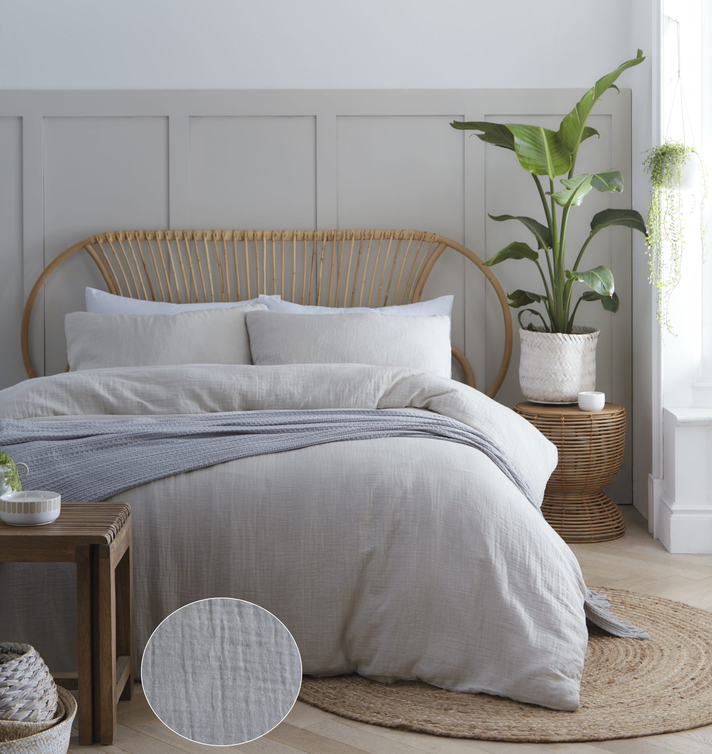 Relax Linen-Look 100% Cotton Duvet Sets, Natural