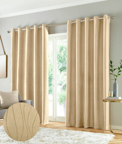 Goodyear Thermal Ring Top Block Out Curtains, Cream