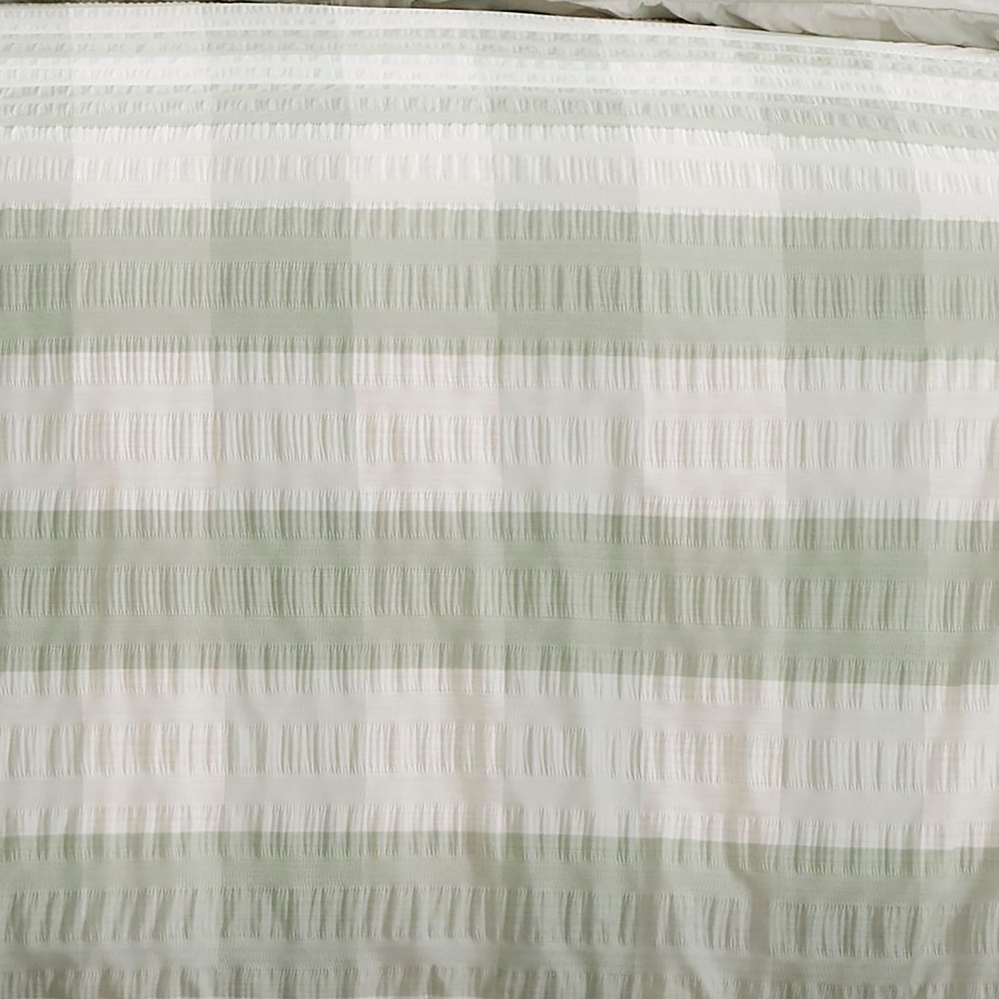 Gingham Check Seersucker Duvet Set, Green.