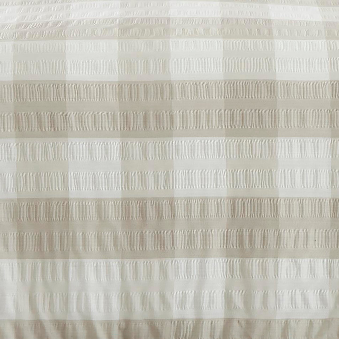 Gingham Check Seersucker Duvet Set, Beige.