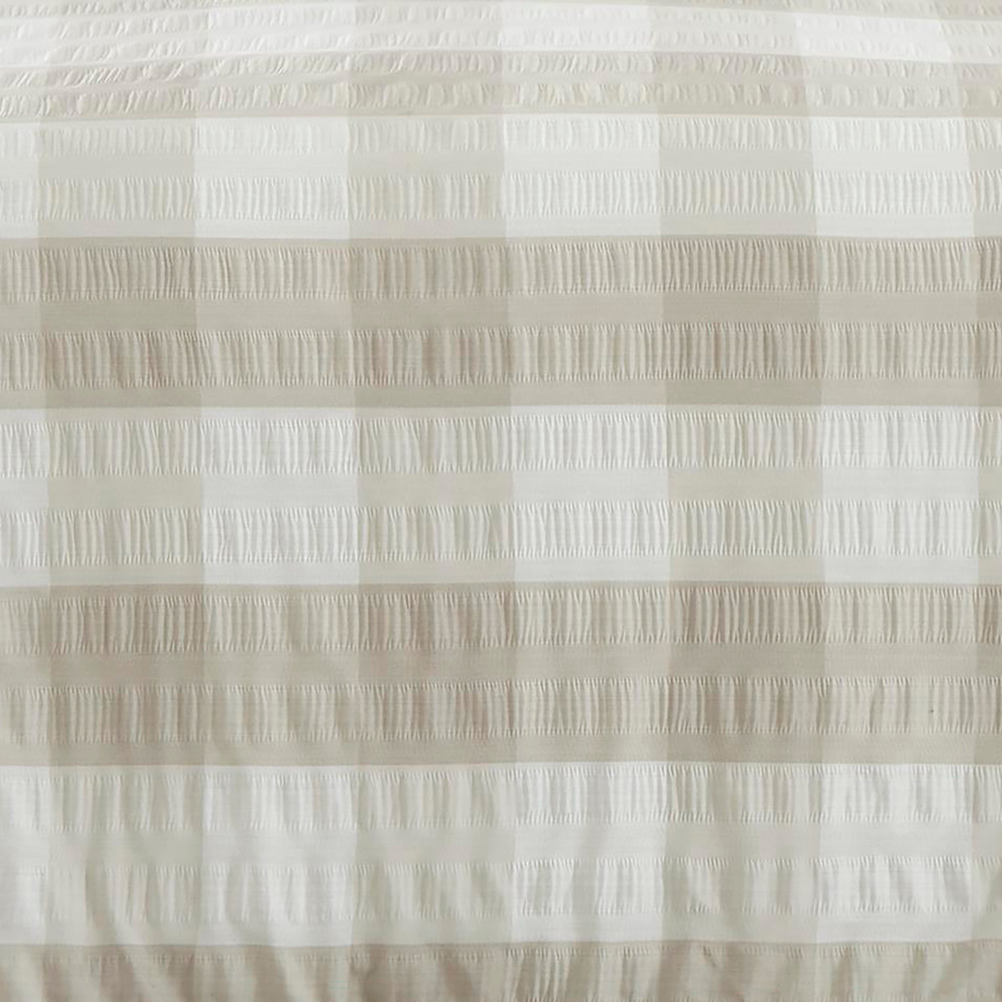 Gingham Check Seersucker Duvet Set, Beige. SALE