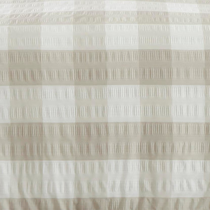 Gingham Check Seersucker Duvet Set, Beige.