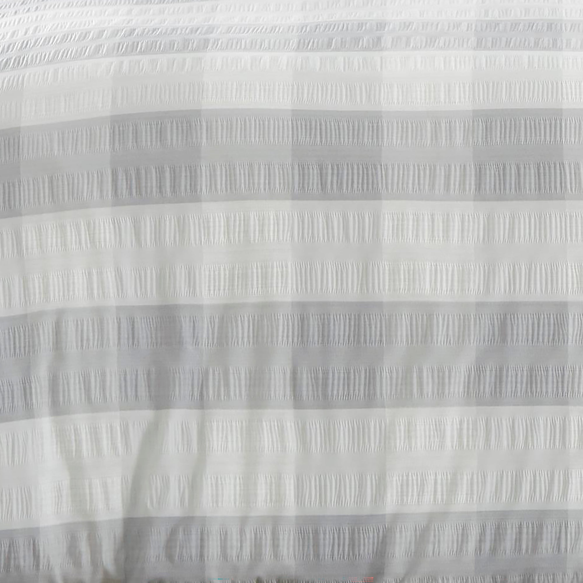 Gingham Check Seersucker Duvet Set, Silver.SALE