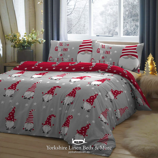 Gnome for Christmas Brushed Cotton Duvet Set - Silver THEY ARE BACK !