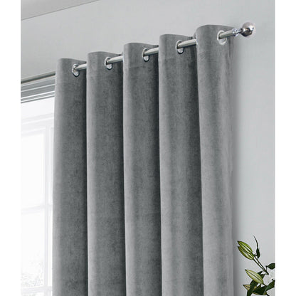 Hampton Blackout Thermal Velvet Curtains, Eyelet, Grey
