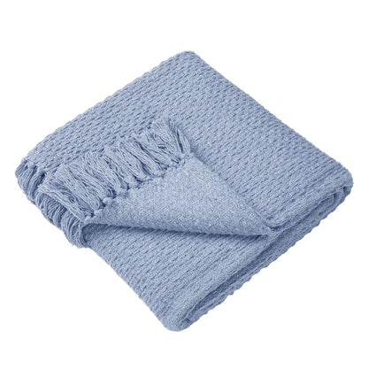 Hayley 100 % Cotton Throw - Light Blue