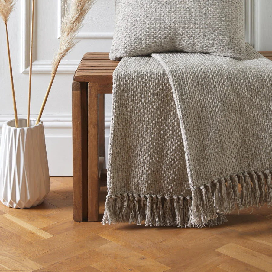 Hayley 100 % Cotton Throw -Stone
