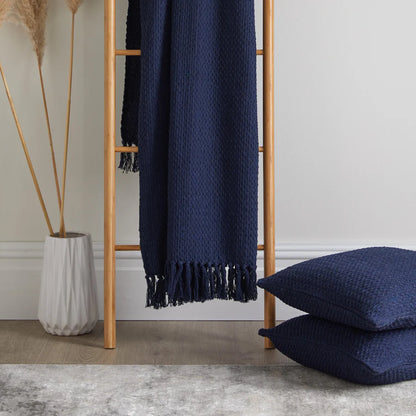 Hayley 100 % Cotton Throw - Navy