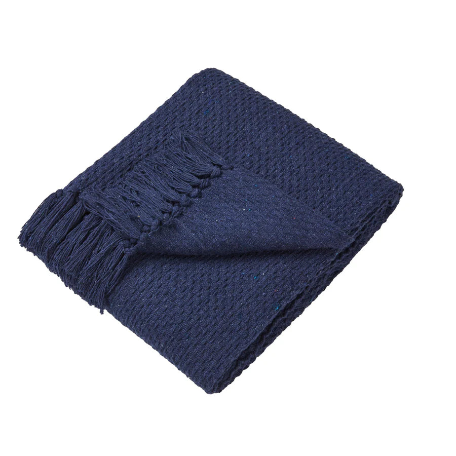 Hayley 100 % Cotton Throw - Navy