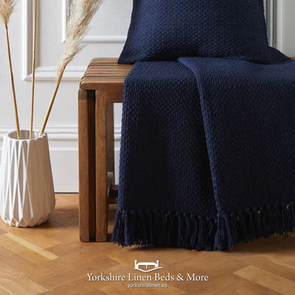 Hayley 100 % Cotton Cushion -Navy Blue