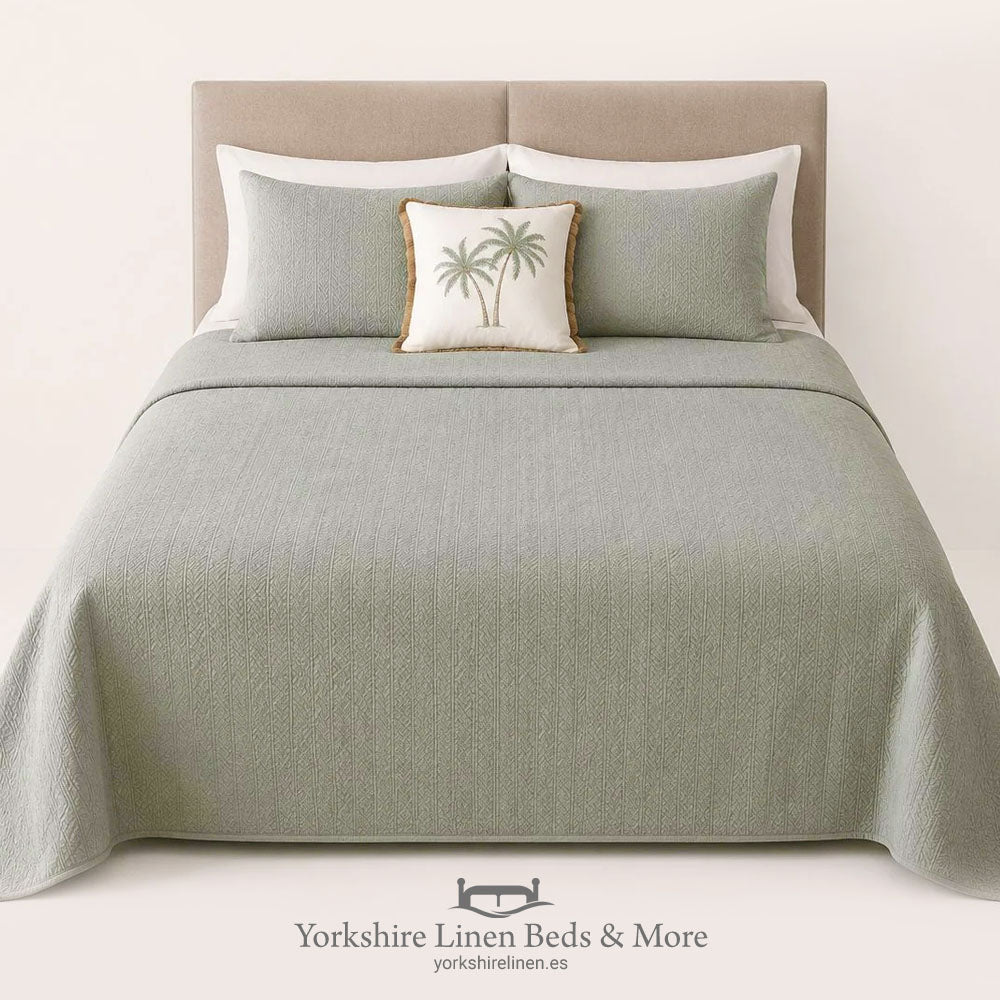 Honey Comb 100% Cotton Bedspread, Duck Egg Blue - Duvet Covers and Sets - Yorkshire Linen Beds & More, Mijas Costa