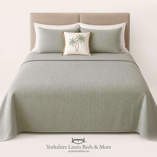 Honey Comb 100% Cotton Bedspread, Duck Egg Blue - Duvet Covers and Sets - Yorkshire Linen Beds & More, Mijas Costa