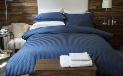 Hotel Stripe Navy Duvet Cover Set, 540 TC