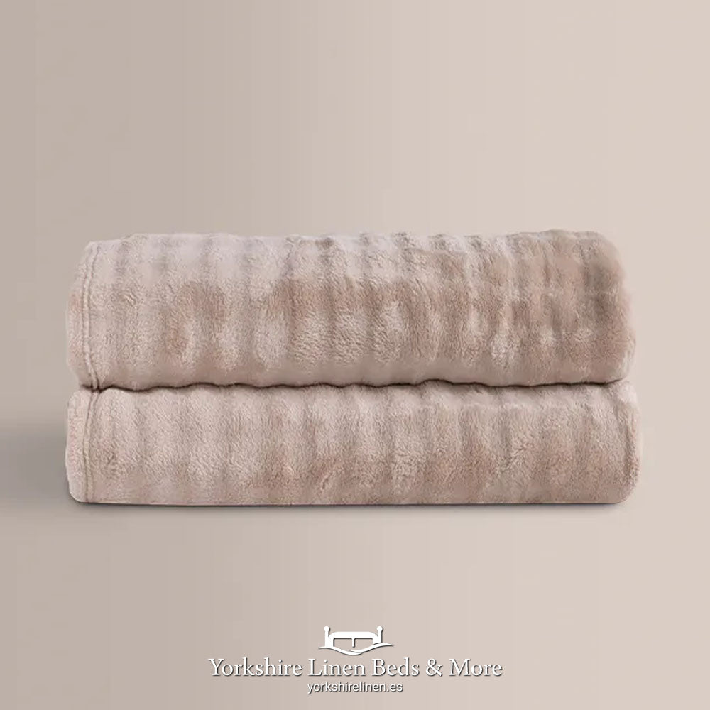Icelandia Value Faux Fur Throws and Cushions, Beige - Throws & Bedspreads - Yorkshire Linen Beds & More