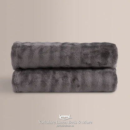 Icelandia Value Faux Fur Throws and Cushions, Charcoal - Throws & Bedspreads - Yorkshire Linen Beds & More