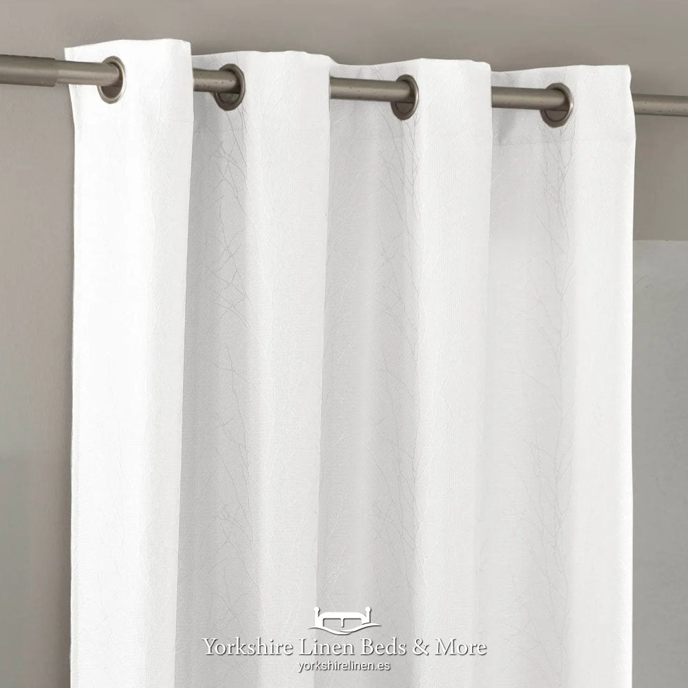 Inara Jacquard Eyelet Curtain Panels, White - Curtains & Voiles - Yorkshire Linen Beds & More