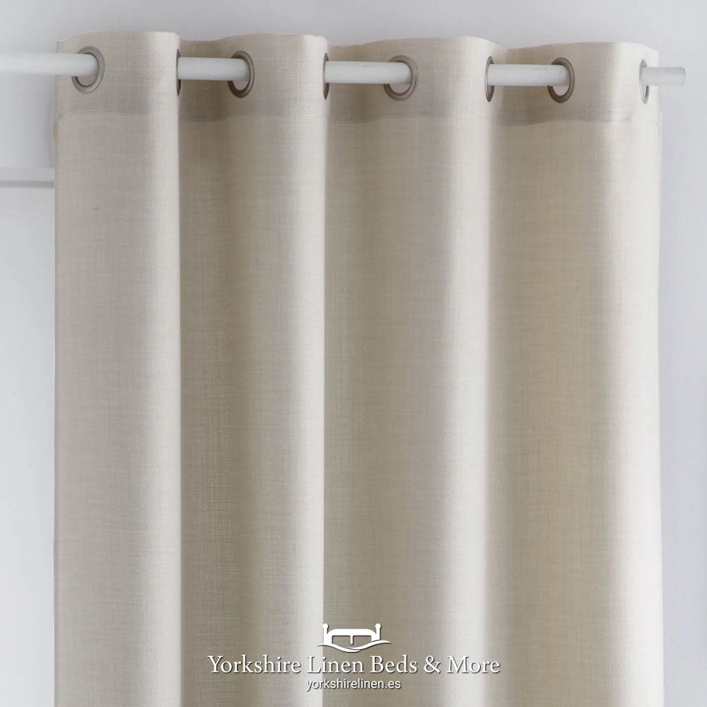 Inaya Linen Style Ring Top Curtains, Stone - Curtains & Accessories - Yorkshire Linen Beds & More