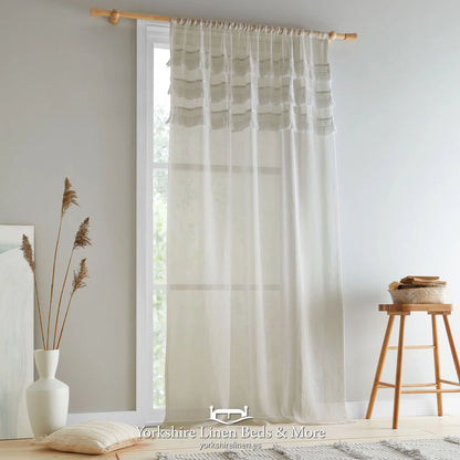 Izmir Tassel Slot Top Voile, Stone - Voiles & Net Curtains - Yorkshire Linen Beds & More