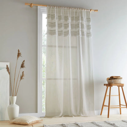 Izmir Tassel Slot Top Voile, Stone FINAL REDUCTION
