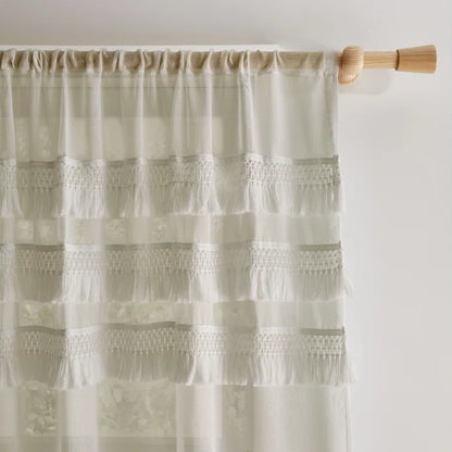 Izmir Tassel Slot Top Voile, Stone FINAL REDUCTION