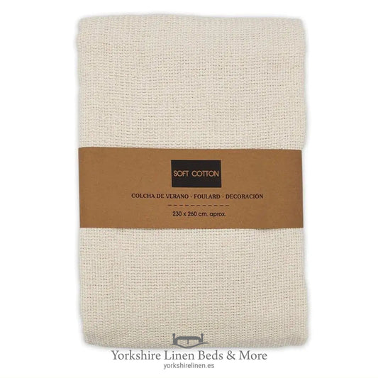 Jazmin 100% Cotton Multiuse Throw, Natural Ivory - Throws & Bedspreads - Yorkshire Linen Beds & More, Mijas & Marbella