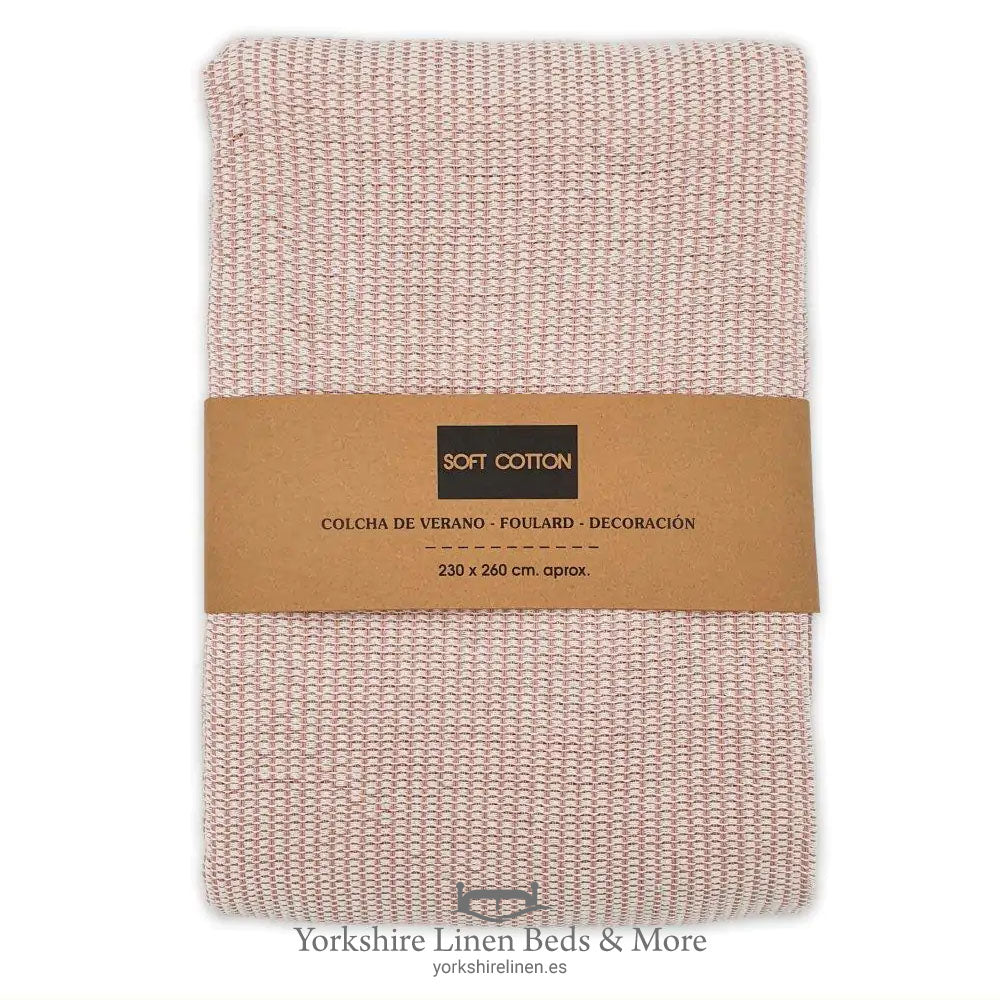 Jazmin 100% Cotton Multiuse Throw, Soft Pink - Throws & Bedspreads - Yorkshire Linen Beds & More, Mijas & Marbella