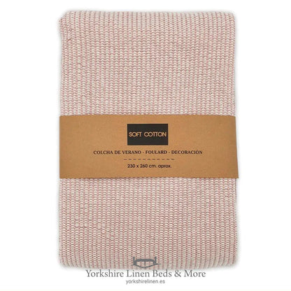 Jazmin 100% Cotton Multiuse Throw, Soft Pink - Throws & Bedspreads - Yorkshire Linen Beds & More, Mijas & Marbella