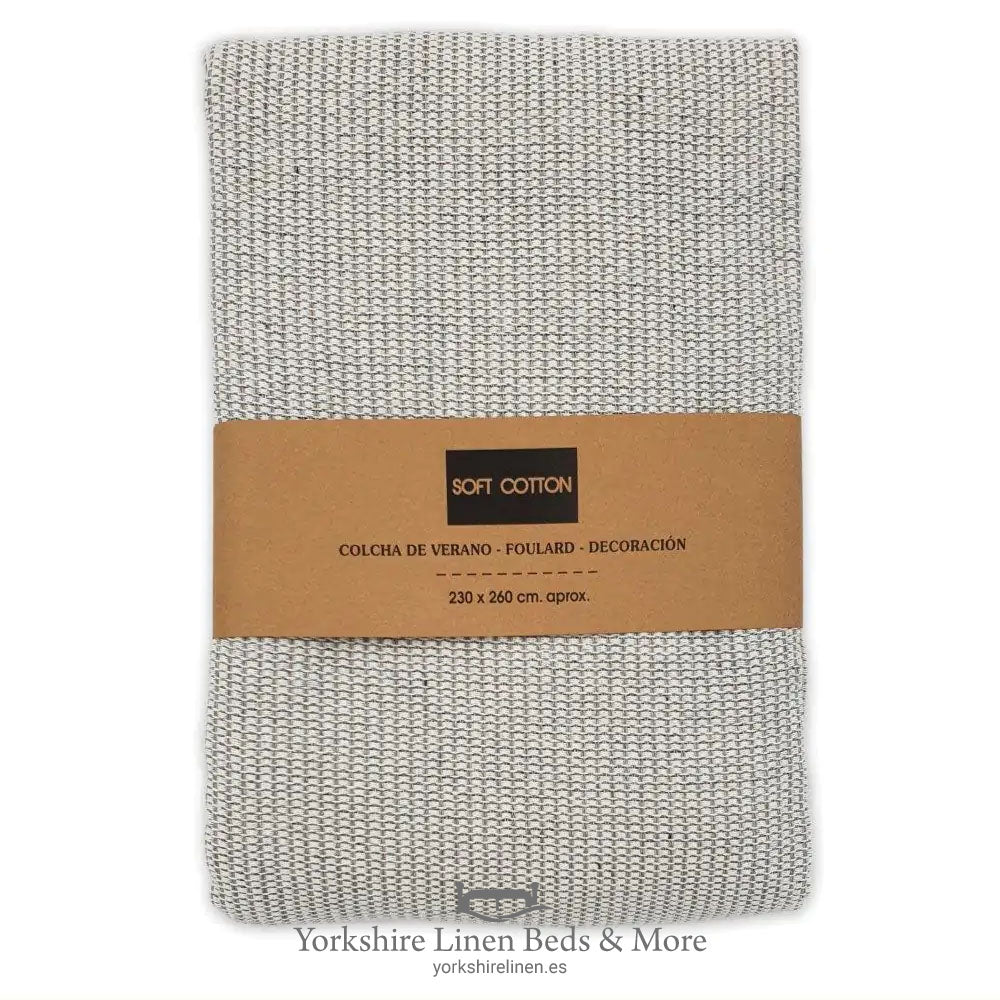 Jazmin 100% Cotton Multiuse Throw, Soft Silver - Throws & Bedspreads - Yorkshire Linen Beds & More, Mijas & Marbella