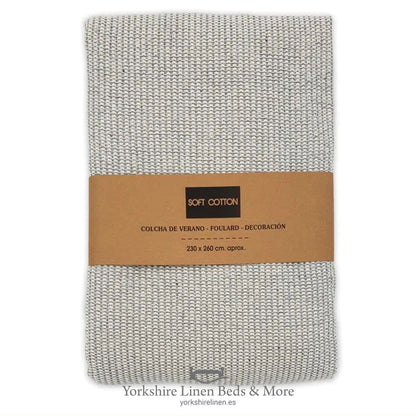 Jazmin 100% Cotton Multiuse Throw, Soft Silver - Throws & Bedspreads - Yorkshire Linen Beds & More, Mijas & Marbella