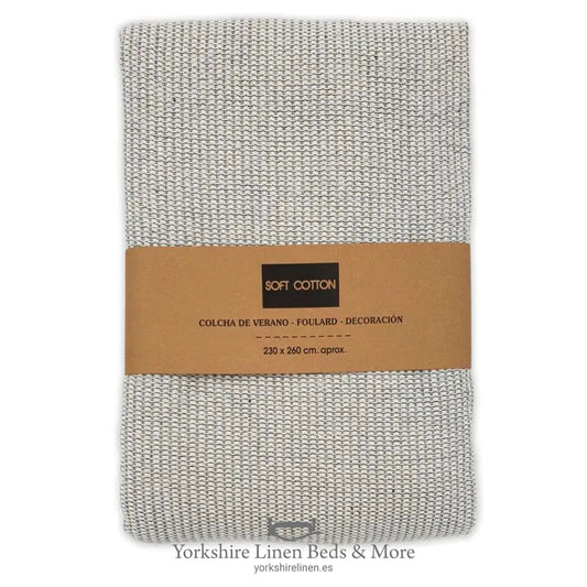 Jazmin 100% Cotton Multiuse Throw, Soft Silver - Throws & Bedspreads - Yorkshire Linen Beds & More, Mijas & Marbella