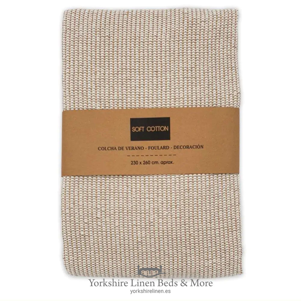 Jazmin 100% Cotton Multiuse Throw, Warm Beige - Throws & Bedspreads - Yorkshire Linen Beds & More, Mijas & Marbella